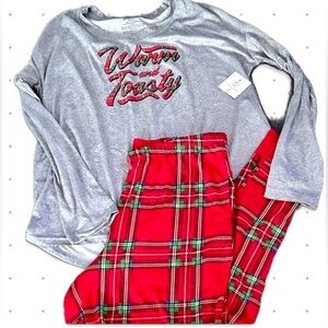 Cozy Comfort Women's Gray and Red Plaid Pajama Set